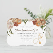 Boho Terracotta Floral Nurse Afstuderen Uitnodigin Kaart (Staand voorkant)