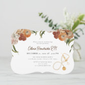 Boho Terracotta Floral Nurse Graduation Invitation (Debout devant)