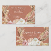 Boho Terracotta Floral Pampas Grass Place Cartes (Devant / Derrière)