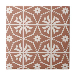 Boho Terracotta Floral Pattern Tegeltje