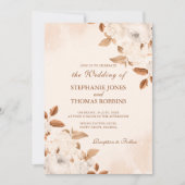 Boho Terracotta Floral Wedding Invitation Kaart (Voorkant)