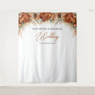 Boho terracotta florale pampasgras bruiloft wandkleed