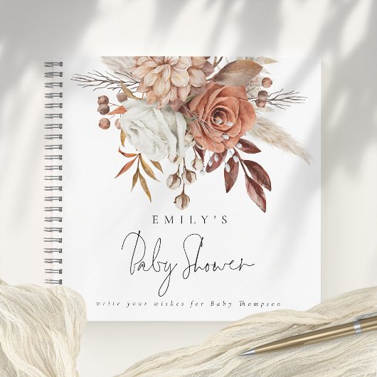Boho Terracotta Florals Baby shower Livre d'or