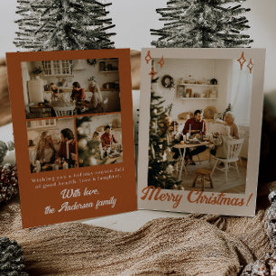 Boho Terracotta Foto Vrolijk Familie Kerstmis Feestdagenkaart