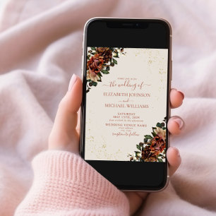 Boho Terracotta Greenery Floral Wedding Kaart