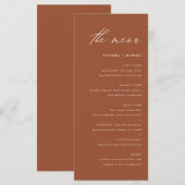 Boho Terracotta Handwrite Calligraphy Wedding Menu (Voorkant / Achterkant)