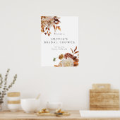 Boho Terracotta Herfst Bloem Bruidsfeest Ontvangst Poster (Keuken)