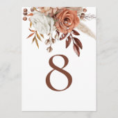 Boho Terracotta Herfst Bloemen Tafelnummer (Voorkant)