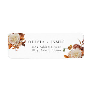 Boho Terracotta Herfst Floral Return Address Etiket