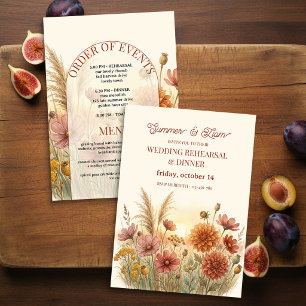 Boho Terracotta Herfst Wilde Bloem Proefhuwelijksd Kaart