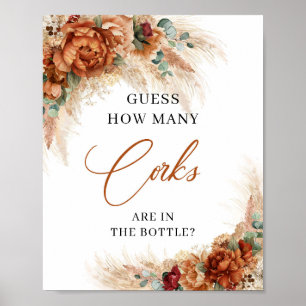 Boho terracotta Hoeveel kurken in de fles Poster
