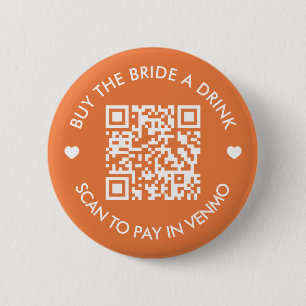 Boho Terracotta Koop De Bruid Eén Drank QR Code Ronde Button 5,7 Cm