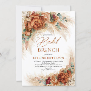 Boho Terracotta koperen roestbloemen Bridal brunch Kaart