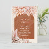 Boho Terracotta Koraal Pampasgras Bruiloft (Staand voorkant)