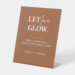 Boho Terracotta Let Love Glow Wedding Sign Reclamebord Met Voetstuk