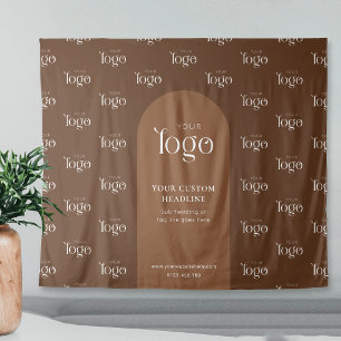 Boho Terracotta Logo Step & Repeat Evenementenacht Wandkleed