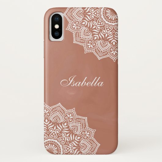 Boho Terracotta Mandala Aangepaste naam Case-Mate iPhone Case (Achterkant)