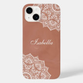 Boho Terracotta Mandala Aangepaste naam Case-Mate iPhone Case (Achterkant)