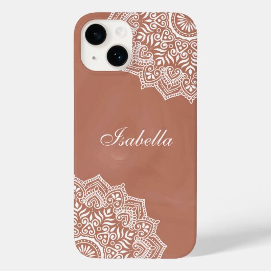 Boho Terracotta Mandala Aangepaste naam Case-Mate iPhone Case (Achterkant)