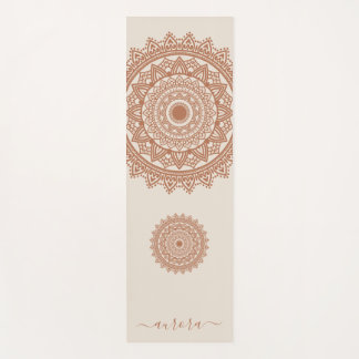 Boho Terracotta Mandala op Ivory Custom Name Yogamat