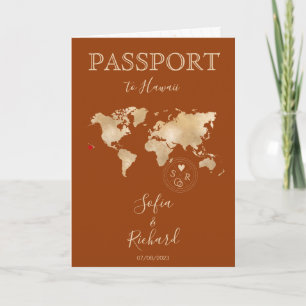 Boho Terracotta Mariage Passport Carte du monde Ha
