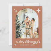 Boho Terracotta Merry Christmas Photo Feestdagenkaart (Voorkant)