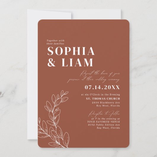 Boho Terracotta met RSVP QR Code Weddenschap Kaart (Voorkant)