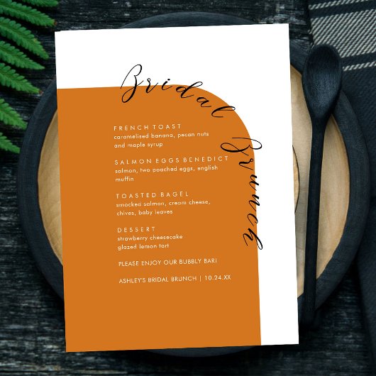 Boho Terracotta Mini Texte Bridal Brunch Menu