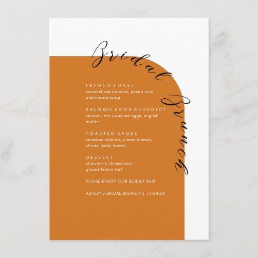 Boho Terracotta Mini Texte Bridal Brunch Menu (Devant)