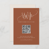 Boho Terracotta Modern Calligraphy Wedding QR Code RSVP Kaartje (Voorkant / Achterkant)