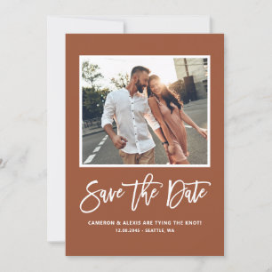 Boho Terracotta Moderne Kalligrafie Foto Save The Date