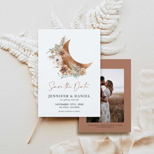 Boho Terracotta Moon Photo Enregistrer la carte Da