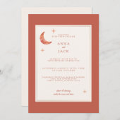 Boho Terracotta Moon Stars Faire-part de mariage (Devant / Derrière)