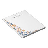Boho Terracotta Navy Wildflower Eigen naam Notitieblok (Schuin)
