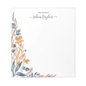 Boho Terracotta Navy Wildflower Eigen naam Notitieblok (Voorkant)