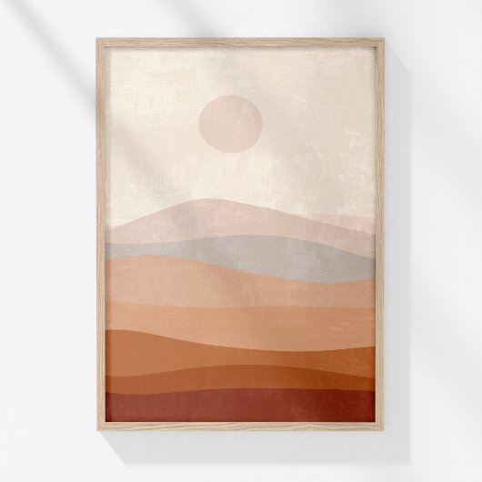 Boho Terracotta Neutrale Abstracte Landschapskunst Poster