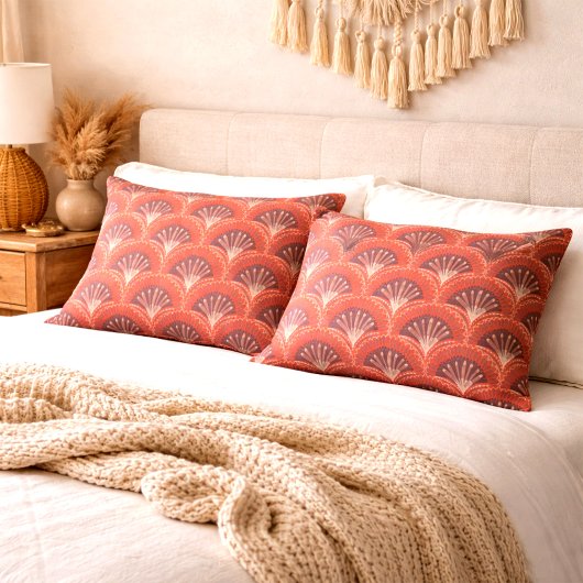Boho Terracotta Palmventilator Schelp Patroon Kussensloop