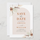 boho terracotta pampas arch Save the Date (Voorkant)