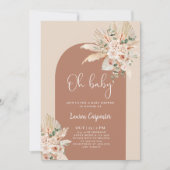 Boho Terracotta Pampas Baby shower Invitation fill (Devant)