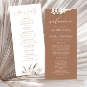 Boho Terracotta Pampas Brown Programme de mariage 