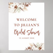boho terracotta pampas bruiloft feest welkom bord poster (Voorkant)