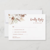 Boho terracotta pampas bruiloft RSVP-kaart Bedankkaart (Voorkant)