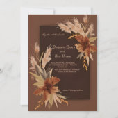 Boho Terracotta Pampas Faire-part de mariage d'her (Devant)