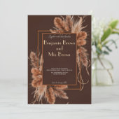 Boho Terracotta Pampas Faire-part de mariage d'her (Debout devant)