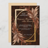 Boho Terracotta Pampas Faire-part de mariage d'her (Devant / Derrière)
