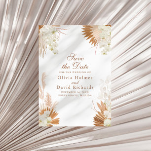 Boho Terracotta Pampas Gras Bloemen Save the Date