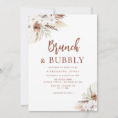 boho terracotta pampas gras brunch & bubbly kaart (Voorkant)