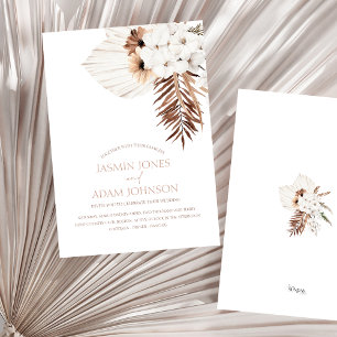 Boho Terracotta Pampas Gras Orchidee Bruiloft Kaart