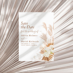 Boho Terracotta Pampas Gras Orchidee Save the Date