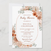 Boho Terracotta Pampas Grass Baby shower Kaart (Voorkant)